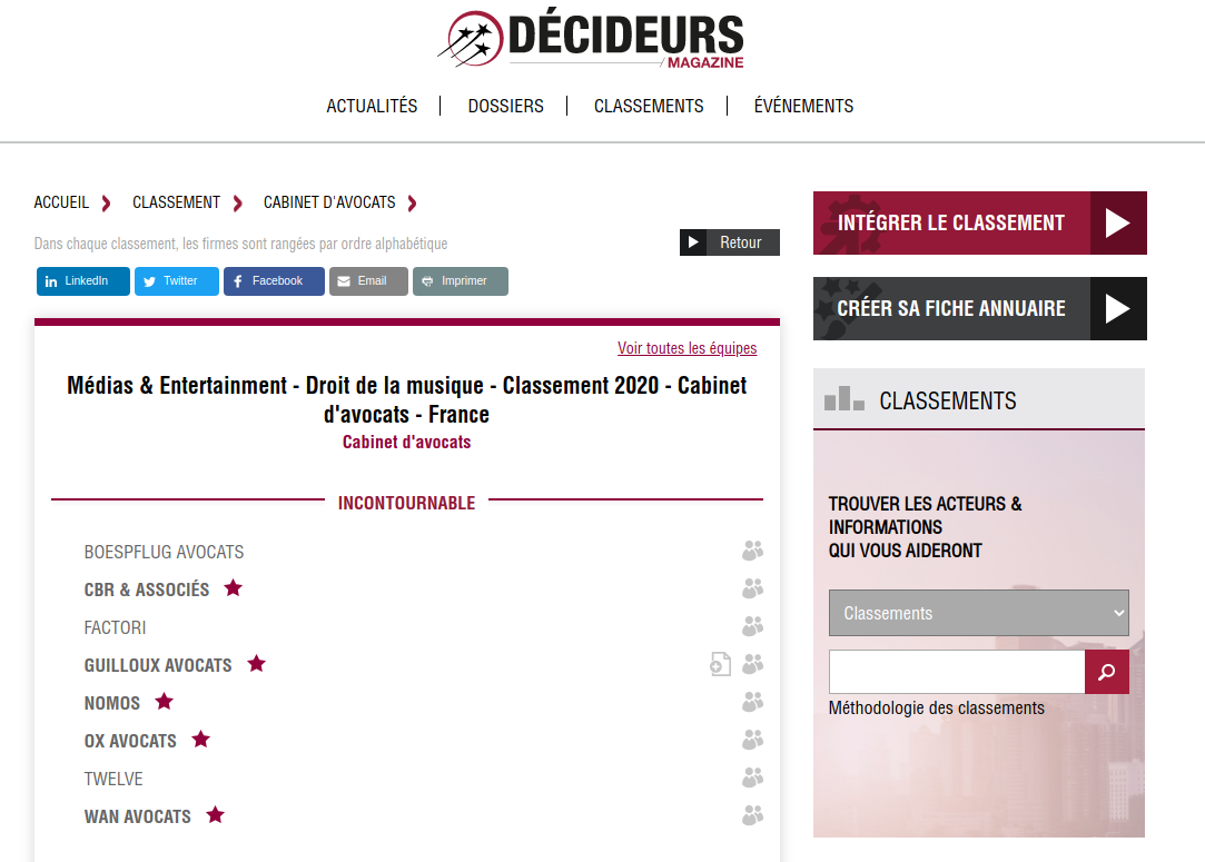 meilleurs cabinets avocats 2018